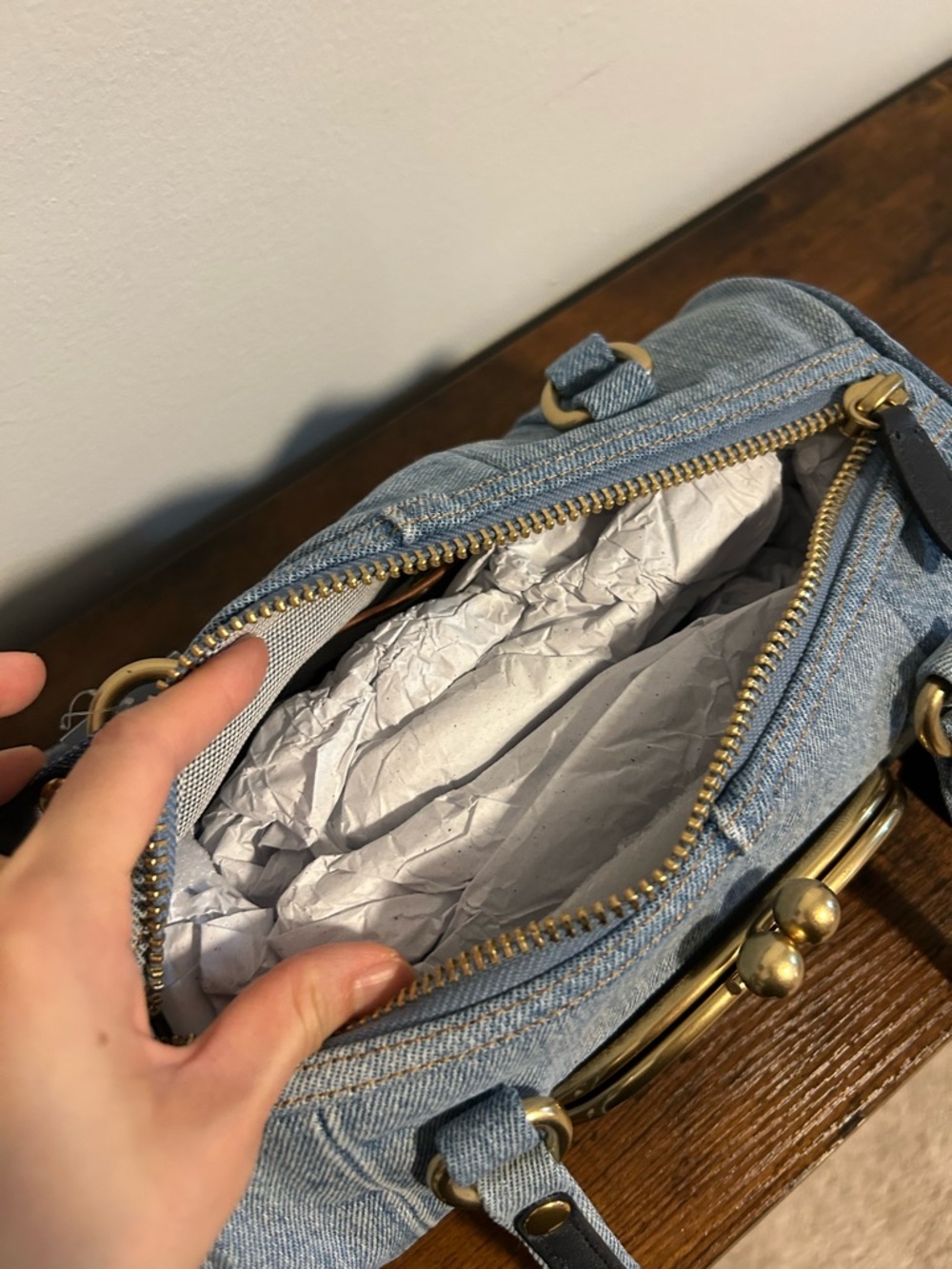 Coach Denim Kisslock Barrel Bag 28 - Picture 7 of 14